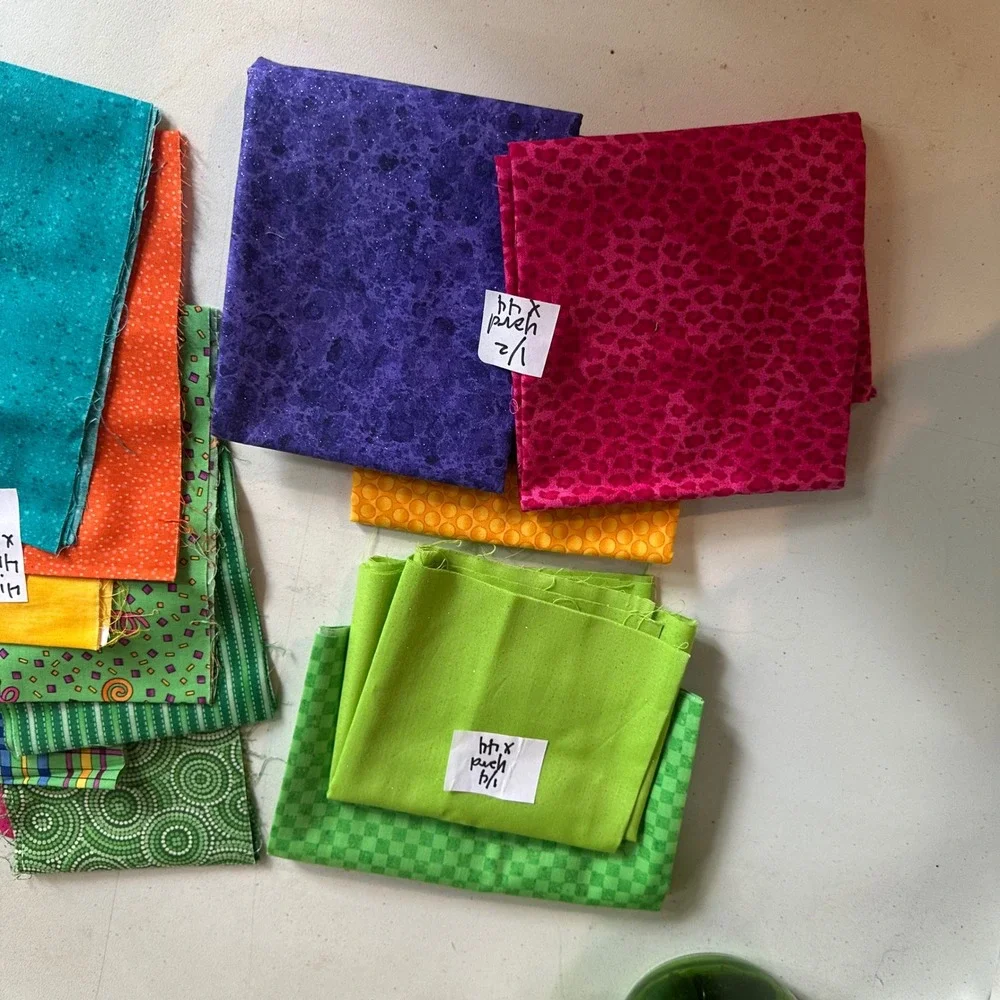 Assorted Quilting Fabric Remnants Multi Color Cotton Prints 16 Piece Bundle